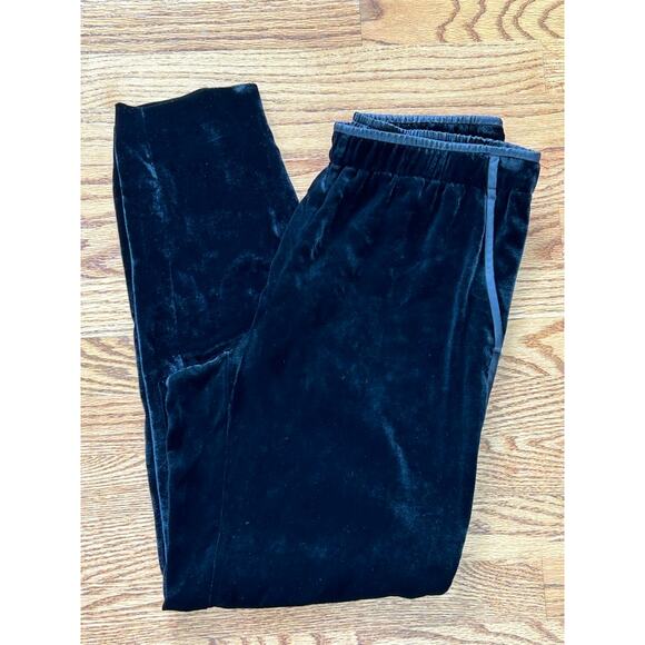 Lafayette 148 Black Velvet Elastic Waist Pull-On Tuxedo Track S Pant MSRP $598 - Picture 1 of 4